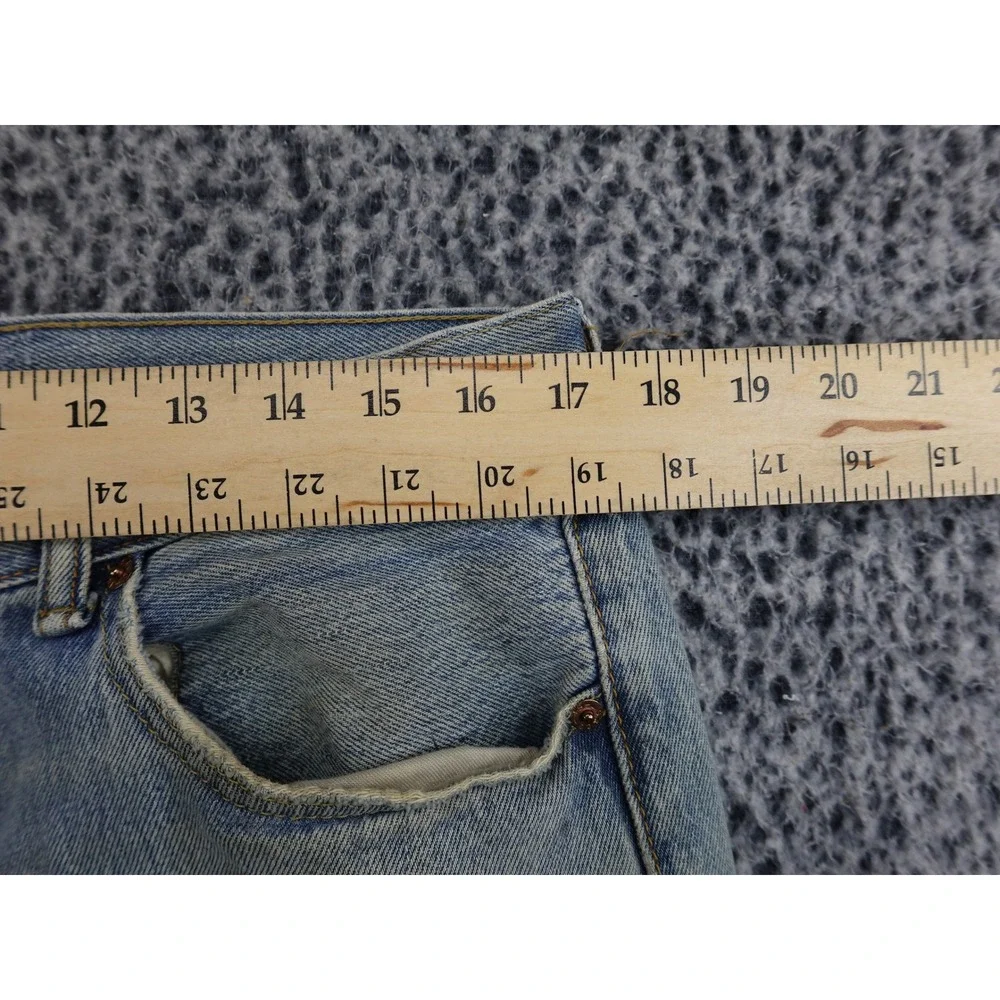 Levi's 501 Original Fit Mens W36 L33 Light Blue Distressed‎ Button Fly Jeans
